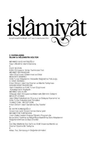 İSLAMİYAT (İslam ve Helenistik Kültür)
